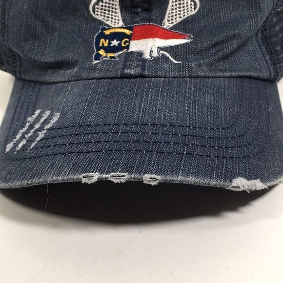 NC Cackalax Pig Hat Distressed Denim SnapBack Baseball Cap - Picture 8 of 11